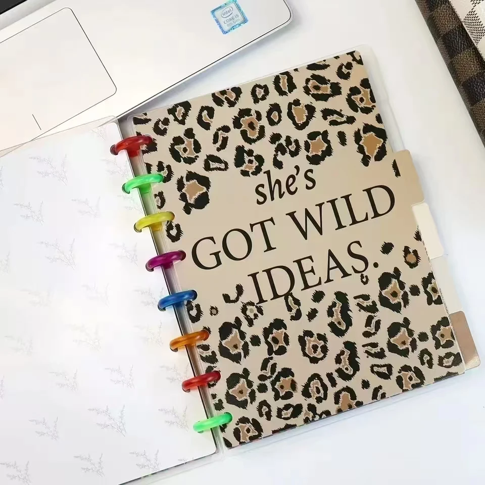 Cute Leopard A5 Loose Leaf Notebook Spiral Bindr Index Separator Page 6pcs Dividers Diary Journal Refill Paper School Stationery