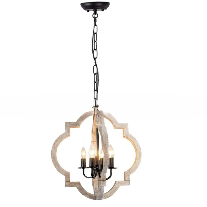 American country oak chandelier, Amazon retro industrial wind wrought iron lamps