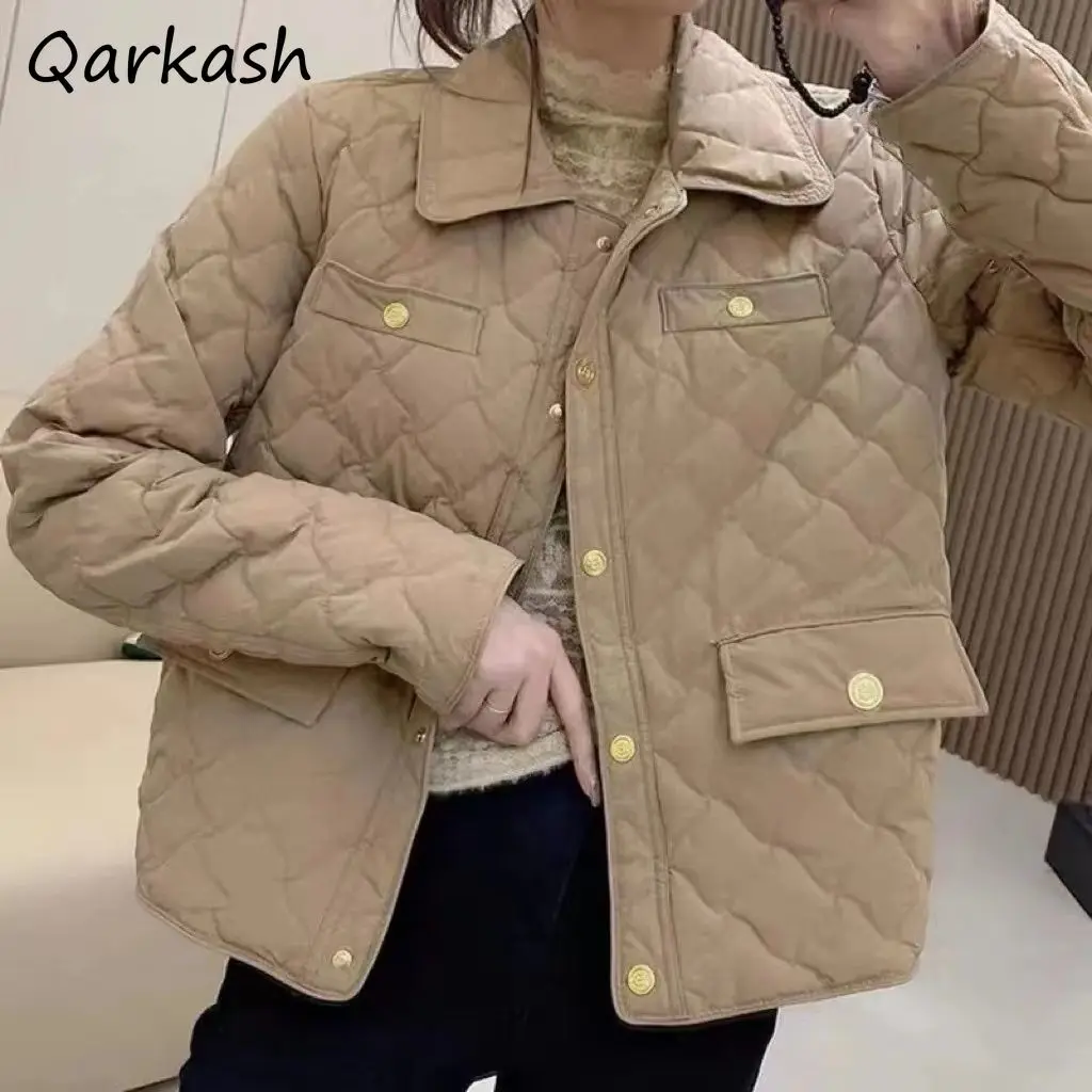 Short Style Parkas Women Single Breasted Turn Down Collar Student Age-reducing Autumn Winter Cozy Korean Trendy Baggy New Daily