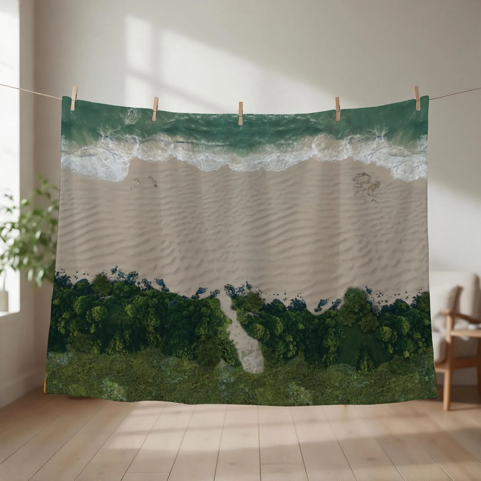 Beach Design 001 Battle Map for Table Top Gaming RPG Miniatures Throw Blanket couch cozy soft plush fuzzy picnic outdoor blanket