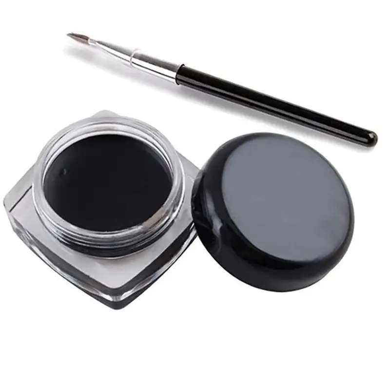 Crema delineadora de ojos negra, Cosméticos de belleza impermeables, Gel delineador de ojos de larga duración, sombra de ojos, herramientas de maquillaje con juego de pinceles