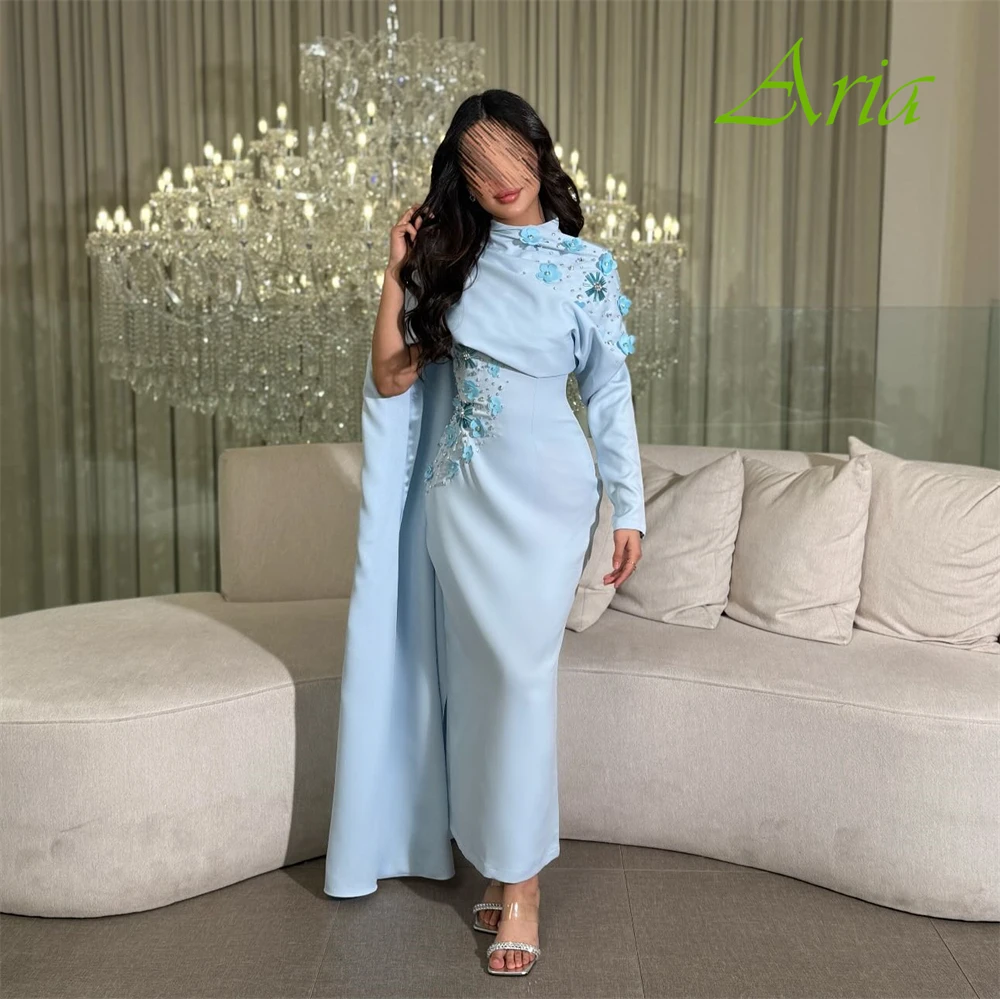 Abito da sera personalizzato con maniche lunghe girocollo squisito Abiti da ballo in raso di alta qualità Abiti da festa da sposa con temperamento