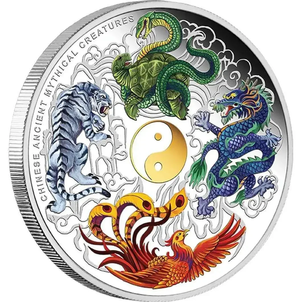 NEW HOT style Australia 12 Zodiac Chinese Year of The Tiger Dragon Silver Colorful Coin Painted Commemorative Coins Collection