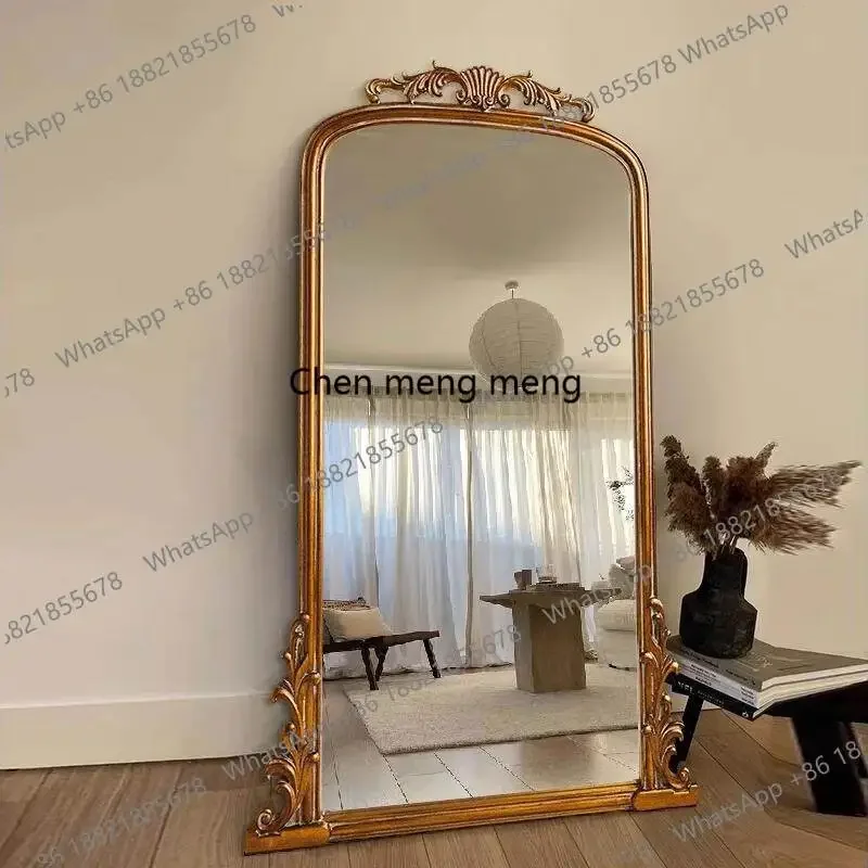 A139American carved floor mirror vintage full-length mirror home French floor cloak dressing mirror