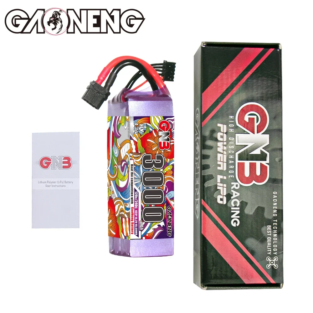 بطارية ليثيوم GAONENG GNB LiHV 4S 15.2V 3000mAh 120C مع موصل XT60، مناسبة لطائرات بدون طيار FPV وكوادكوبتر.