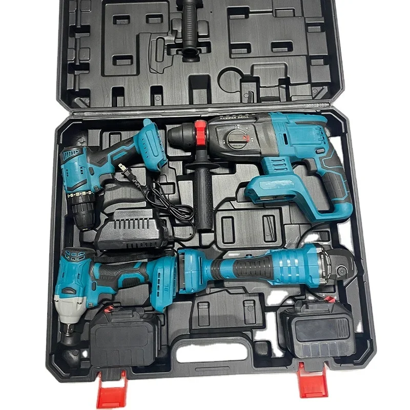 

3in1 4in1 25N.M Brushless Electric Cordless Lithium Battery Angle Grinder Drill Hammer Wrench Electric Tool Set Electric Wrench