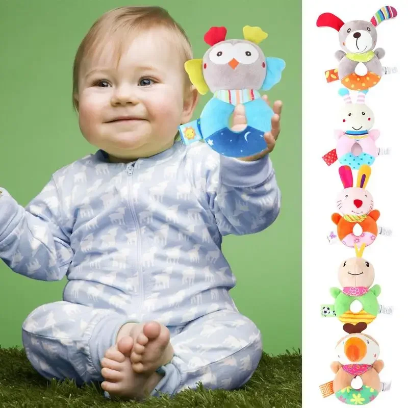 Rattle Stuffed Animal Hand Grab Animal Sensory Shaker Baby Rattle With Teether Sound Developmental Hand Grip Toys Baby Toys Baby