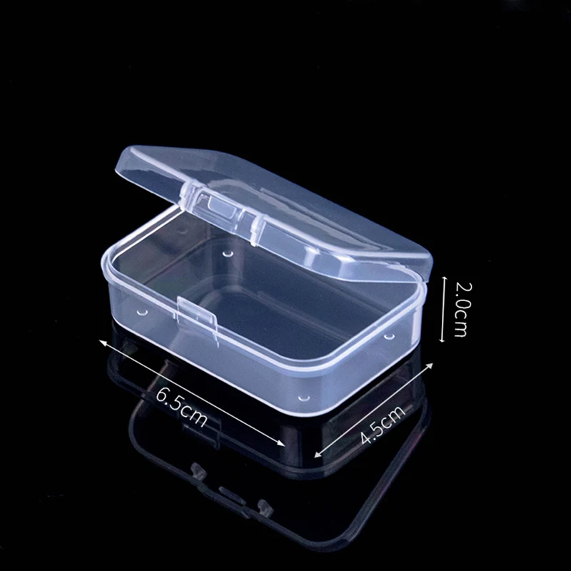 2pcs Mini Plastic Box Rectangular Box Translucent Box Packing Box Storage Box Dustproof Strong Jewelry Storage Container