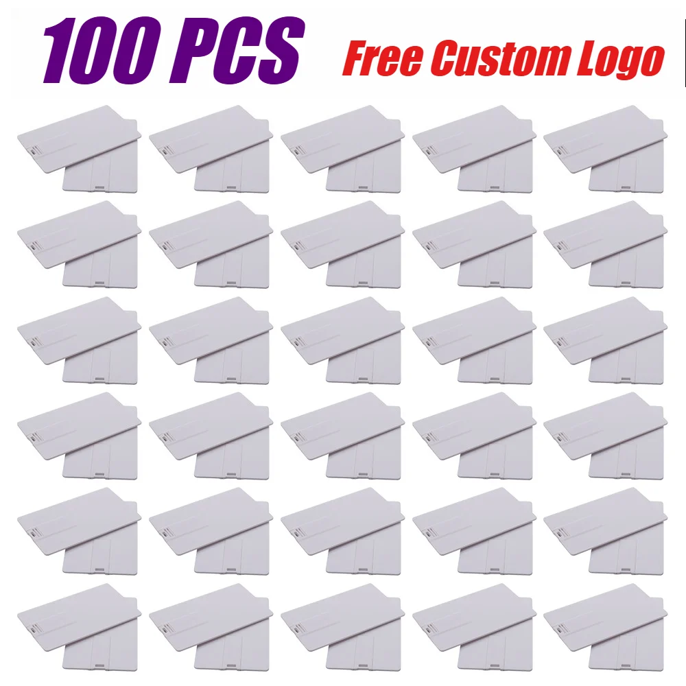 100pcs/lot Free Custom Logo Credit Card USB 2.0 Memory Stick 4GB 8GB 16GB 32GB 64GB Flash