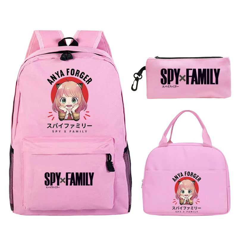 Spy X Family Anya Forger Print Children Backpack 3 Pcs/Set Girls Bookbag Lightweight Students Shoolbag With Lunch Bag Pencil Bag
