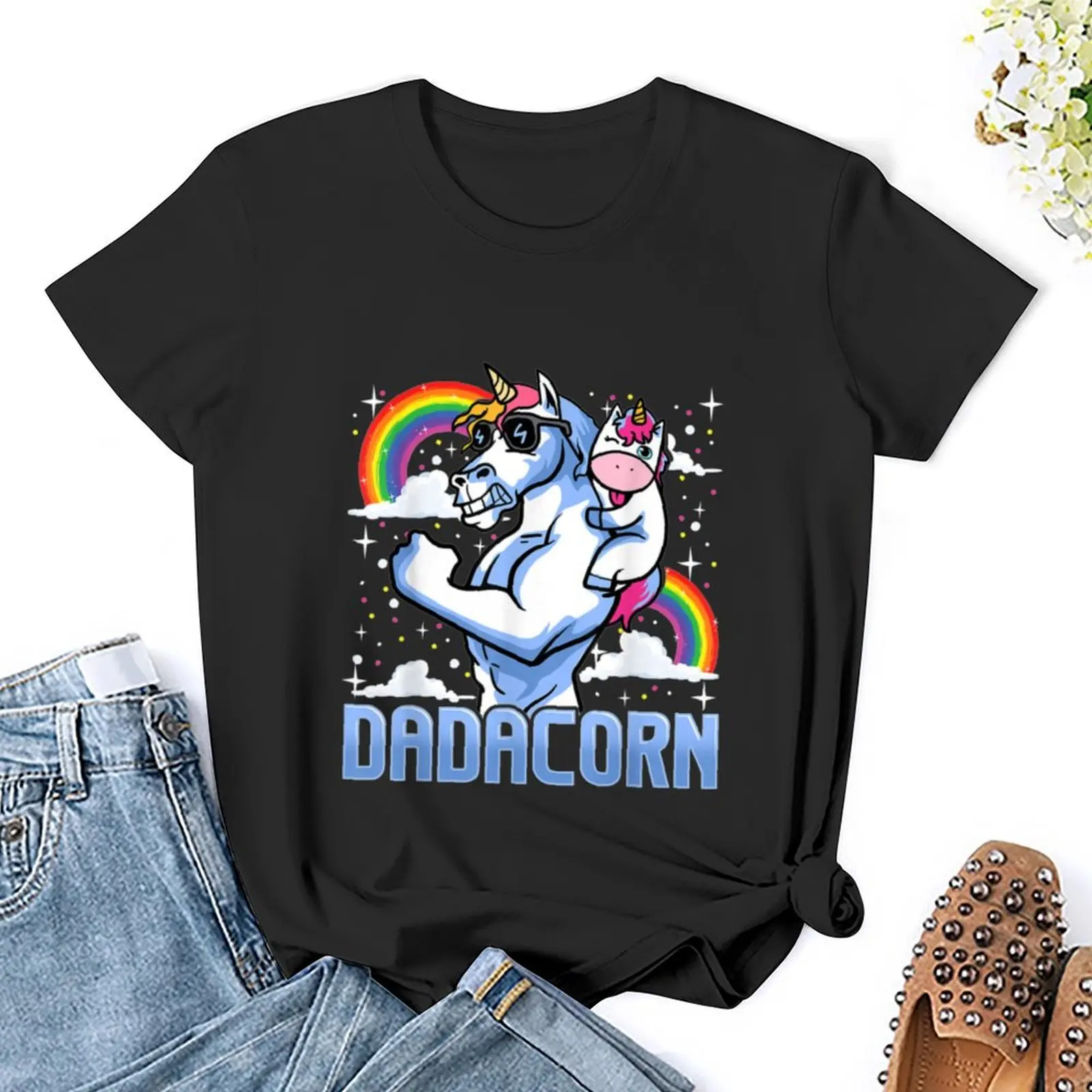 Mens Dadacorn s For Men Dadicorn Daddycorn Gifts Unicorn Dad T-Shirt customizeds animal print Women t shirt