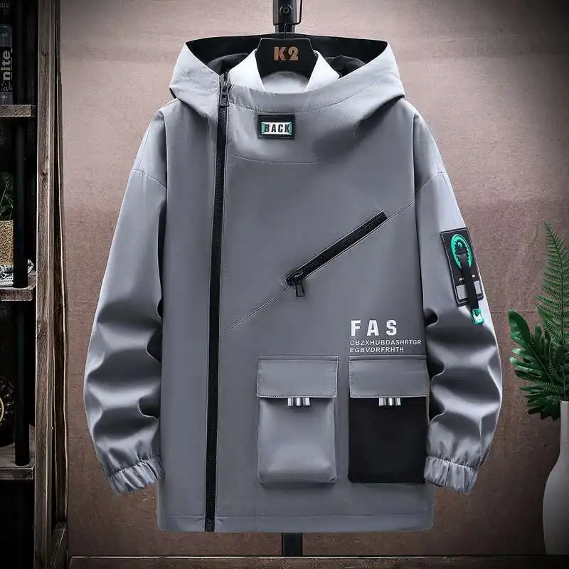 HKSH Spring Autumn New Coats Youth Trendy Handsome Men's Tide Chic Versatile Hooded Jackets High Street Zipper Sweatshirt HK0973