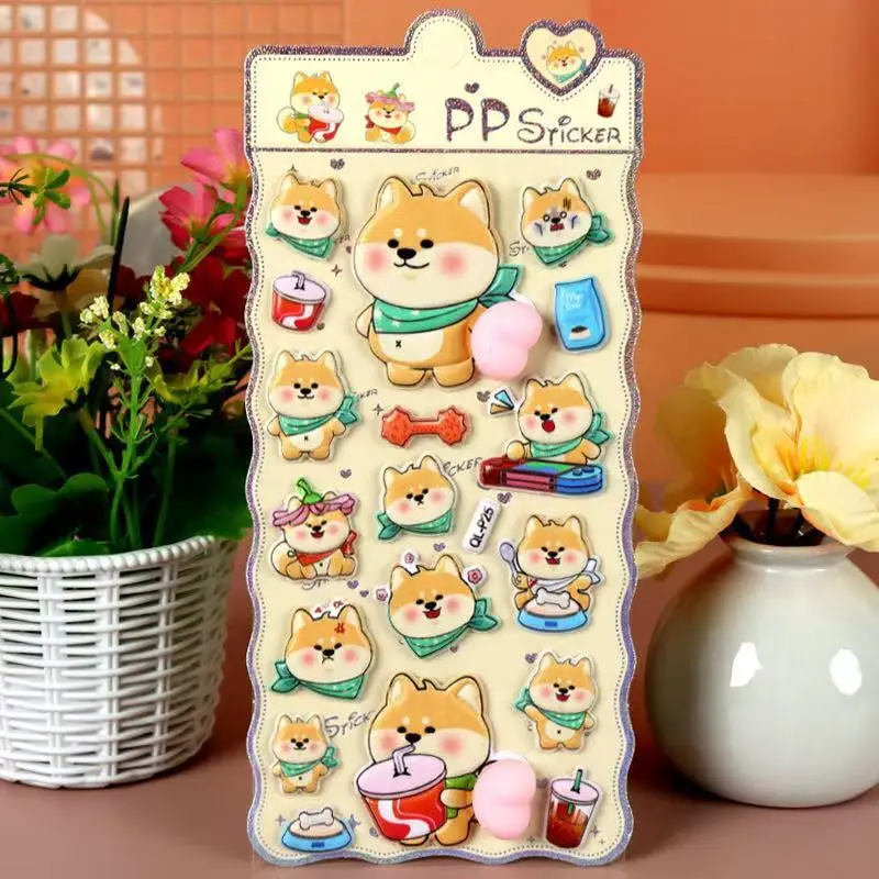 

1 шт., милые мультяшные мягкие 3D наклейки для снятия стресса, кролик, медведь, собака, тема для DIY, чашка для скрапбукинга, чехол для телефона, украшение для ноутбука