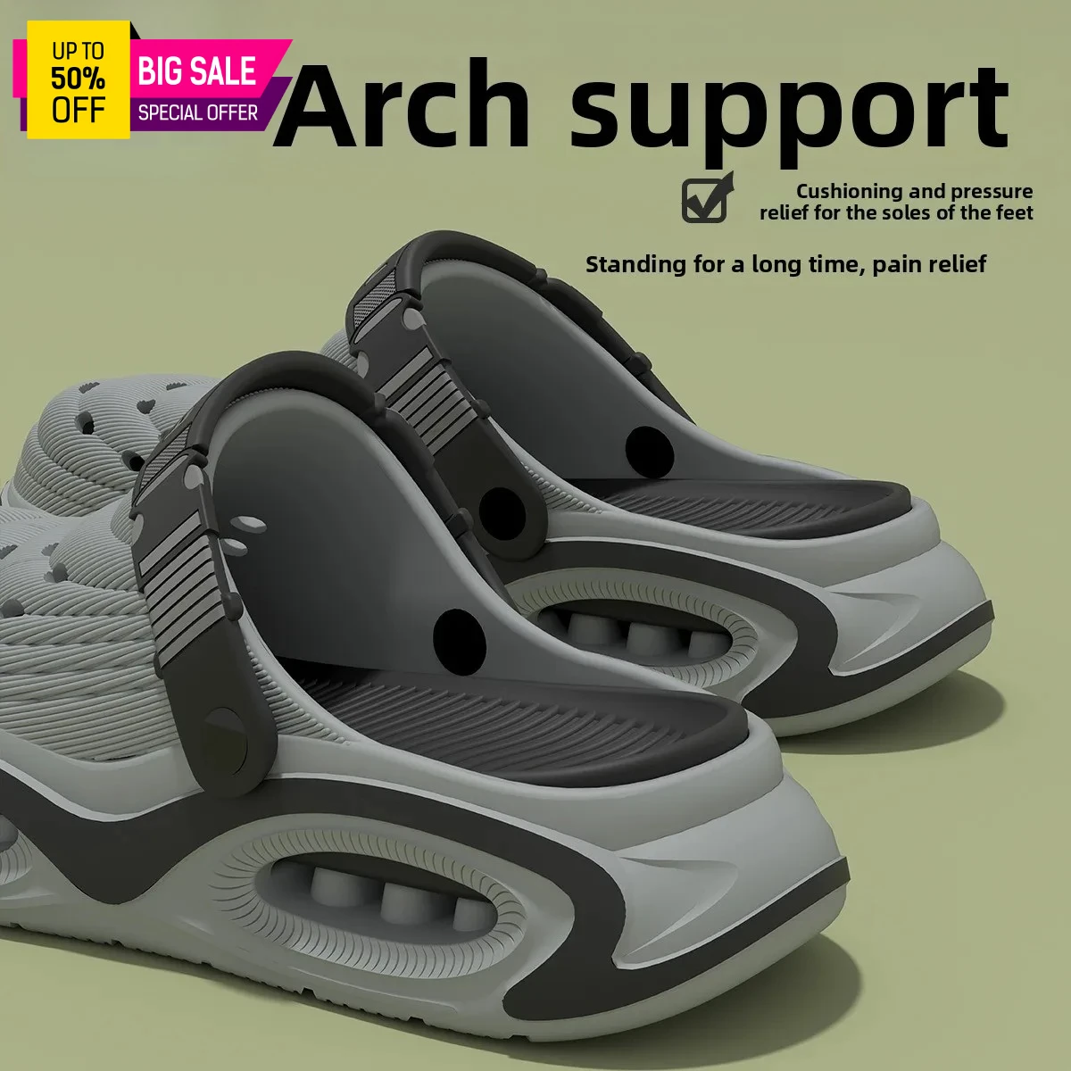 

Men's driving breathable non-slip hole shoes summer new deodorant non-slip outer wear wear wear-resistant elastic laces slippers