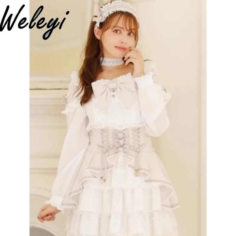 

Kawaii Lolita Style Cutecore Big Bow Tops Japanese Fashion Ropa De Mujer Camisas E Blusas Sweet and Versatile Mine Leisure Shirt