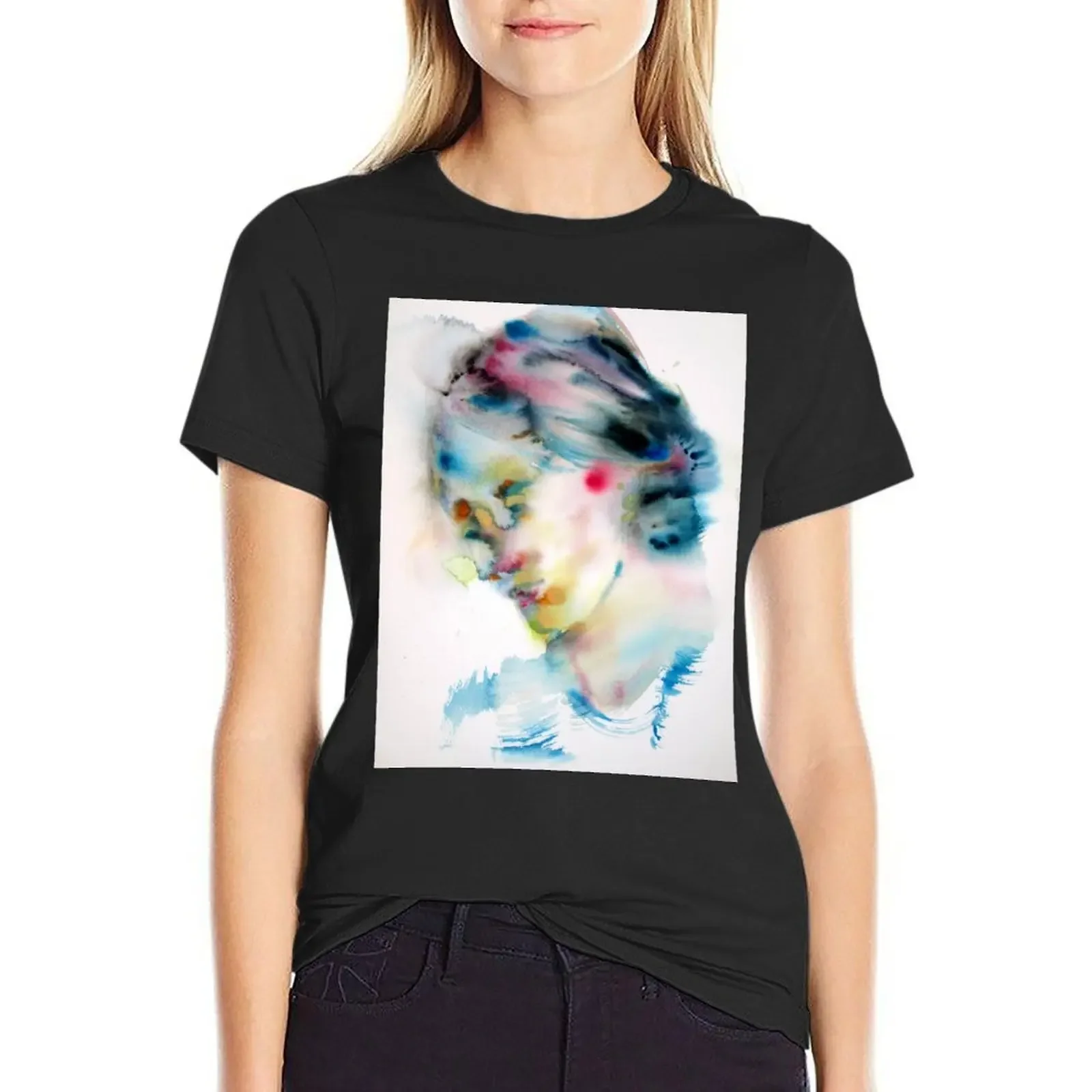 

VIRGINIA WOOLF -watercolor portrait T-Shirt quick drying animal print shirt for girls lady clothes t shirt dress Women