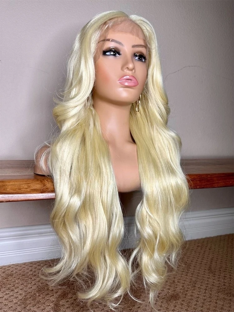 شعر مستعار أشقر 613P دانتيل أمامي الجزء الأوسط مموج بطبقات 26 بوصة طويلة الحرارة موافق