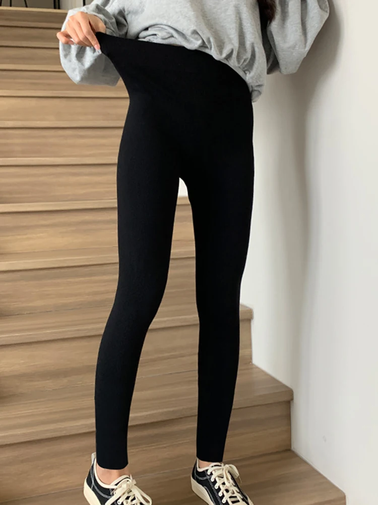 Skinny Thread Baumwolle Leggings Frauen neue Hosen abnehmen enge Leggins mit hoher Taille solide schwarz grau