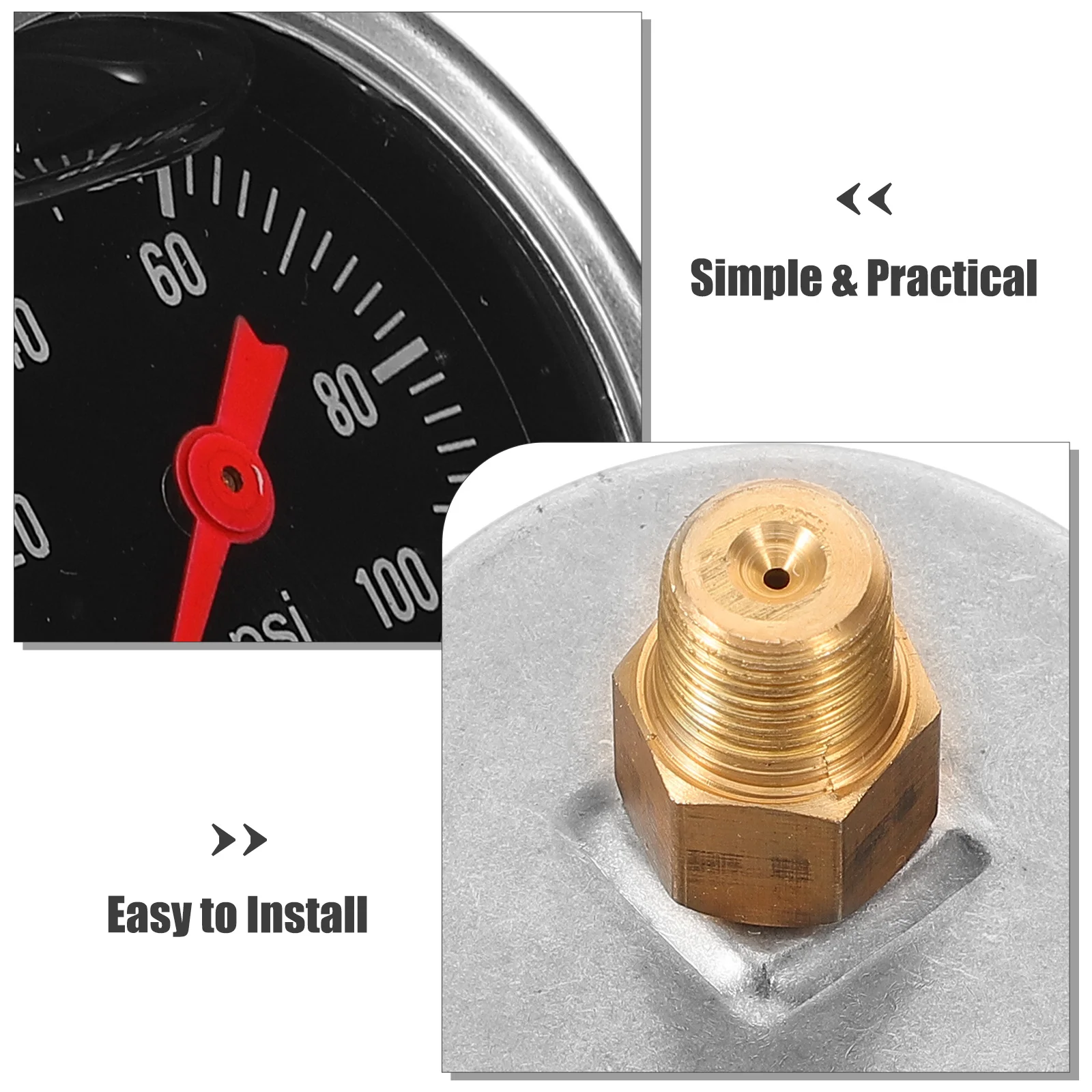 Pressure Gauge 1/8Npt 0-100Psi High Sensitivity Fuel System Testing Tool For Car Engine Diagnostic Use