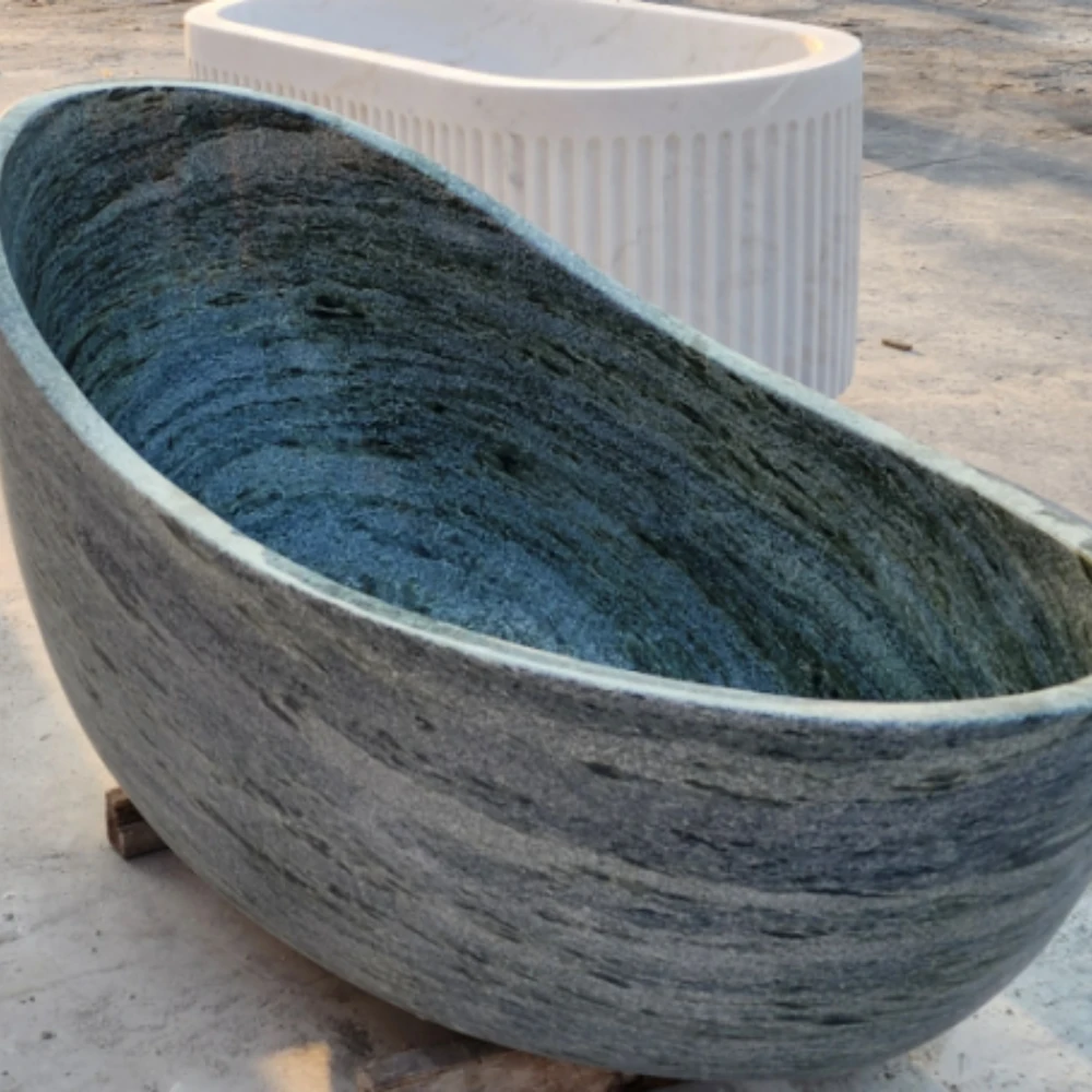 Modern  Luxury Green Marble Stone Bathtub Freestanding Marble Bathtub for Hotels and Home