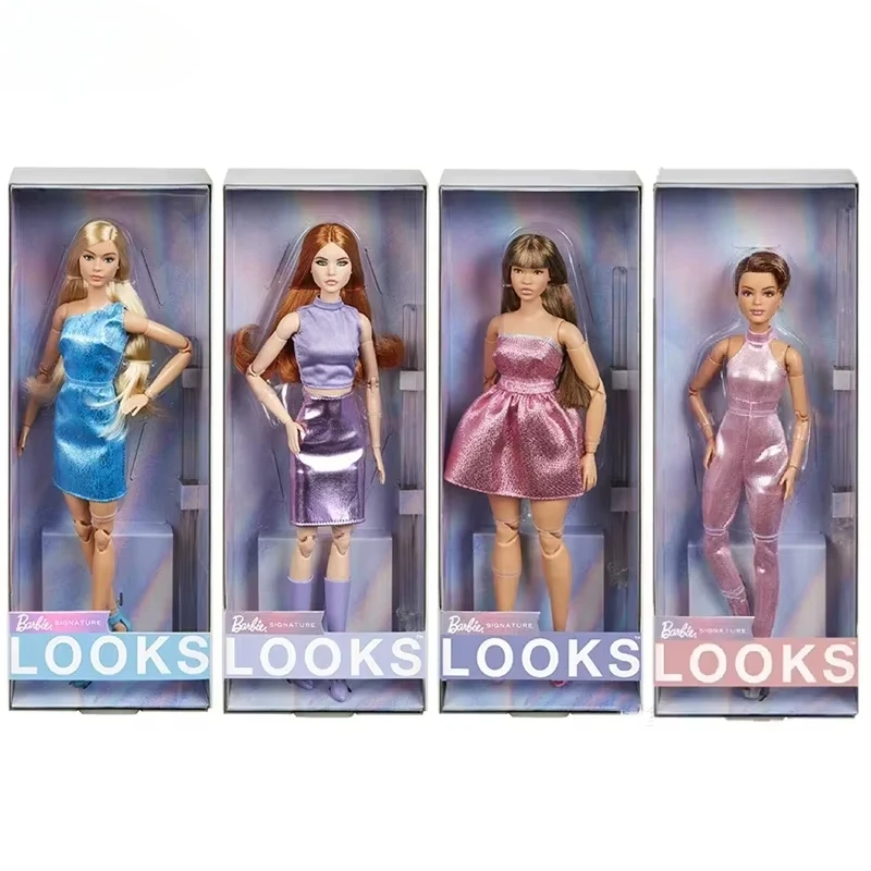 original-barbie-looks-signature-fashion-collection-doll-multi-joints-mobility-blond-dress-matching-toys-for-girls-1-6-body-shape
