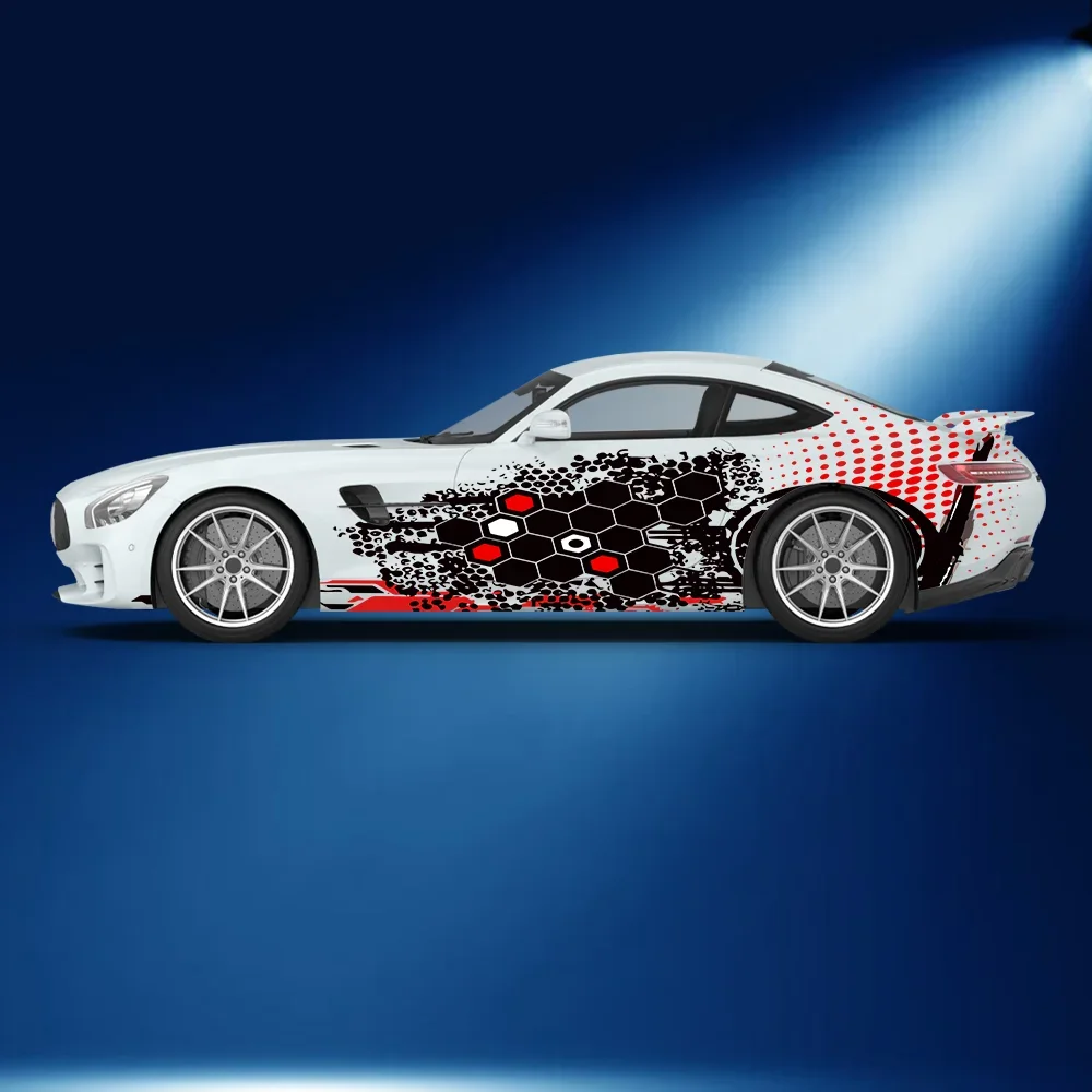 

Геометрическая сотовая брызгающая боковая наклейка автомобиля, виниловая самоклеящаяся бумага, наклейка с краской для автоспорта, подходит для автомобиля, грузовика, внедорожника, декора