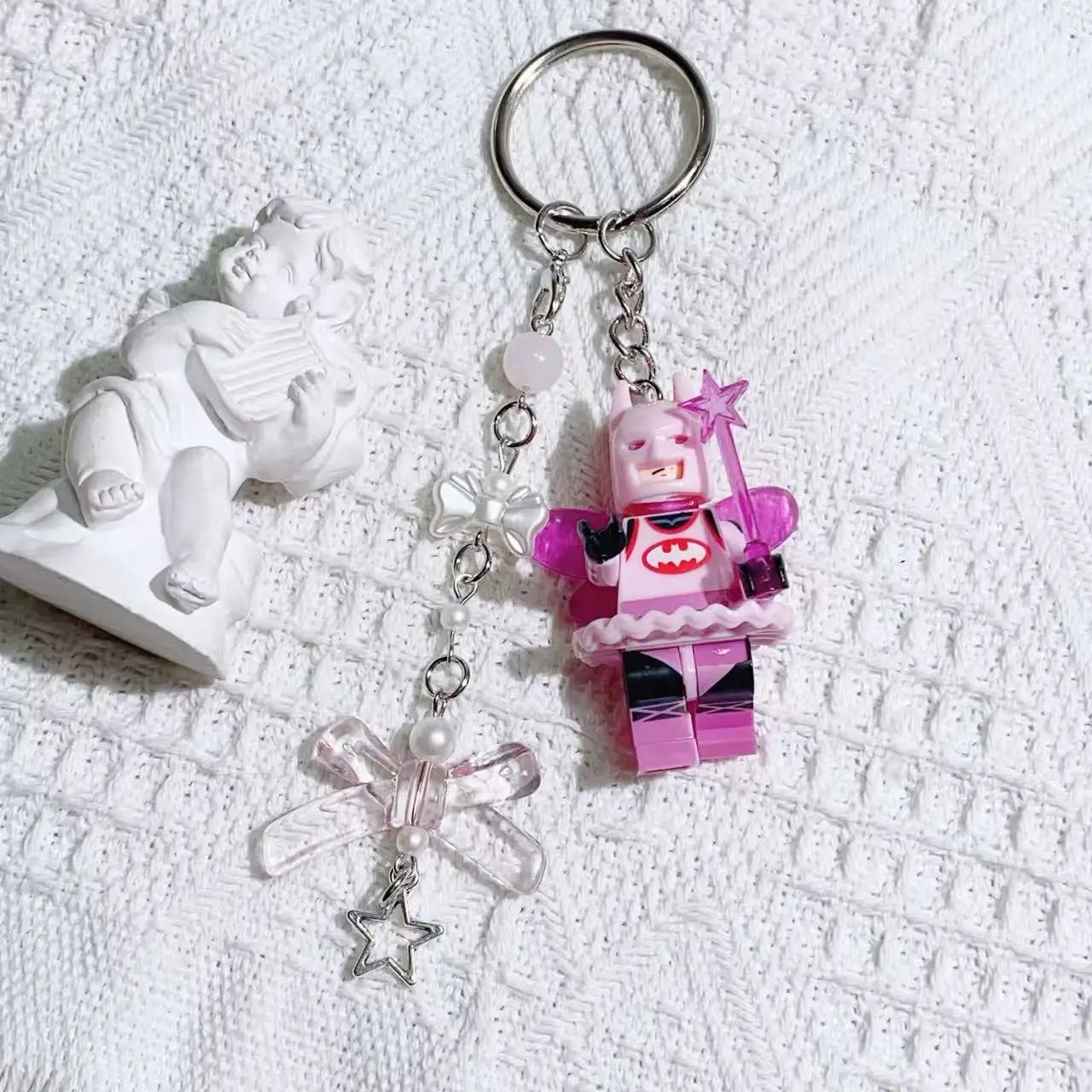 Popular Pink Fairy Batman Block Charms, Couple and Friend Keychains, Wholesale Small Ornaments for Holiday Gift Shops. view 5