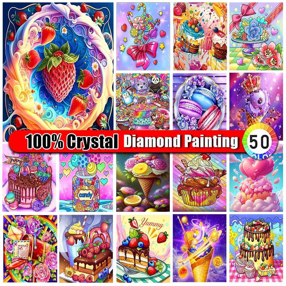 

Merdika 100% Crystal Diamond Painting Cake 5D DIY Full Square/Round Diamonds Embroidery Food Cartoon Mosaic Rhinestone Art Gift