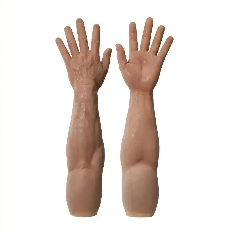 

Silicone Male Gloves Cosplay Realistic Men's Hand With Muscle Arms Props Strong Man Clear Texture with Blood Vessels