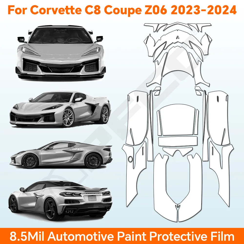 

For Corvette C8 Coupe Z06 2023 2024 TPU Anti-scratch Paint Protection Film Pre-cut PPF Clear Bra Resistant Invisible Repairable