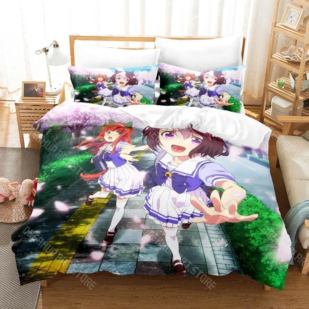 3D Printed Pretty Derby Umamusume Bedding Set for Boys Girls Duvet Cover Twin Queen King Full Single Double Sizes