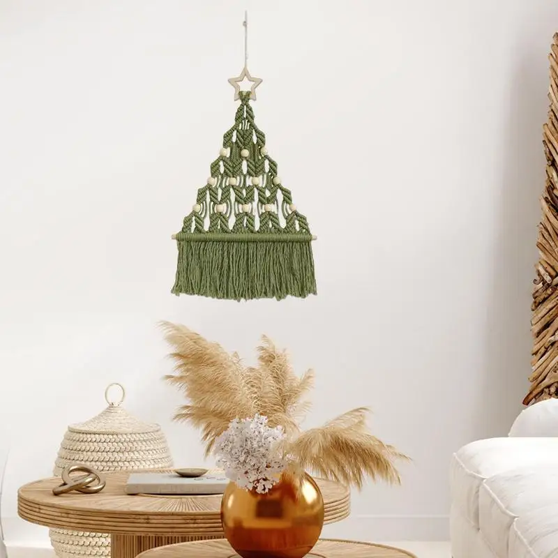 Árvore de Natal Macrame DIY Kit, Bohemian Tassel Design Decoração, Handwork Hangings, Home Decor Acessórios, Feliz Natal