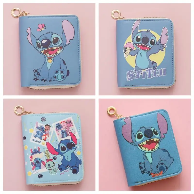 Kawaii Stitch Disney Wallet Cartoon Lilo & Stitch Coin Purse Cartoon Girl Card Holder Cute Child Mini Zipper Short Wallet Gift