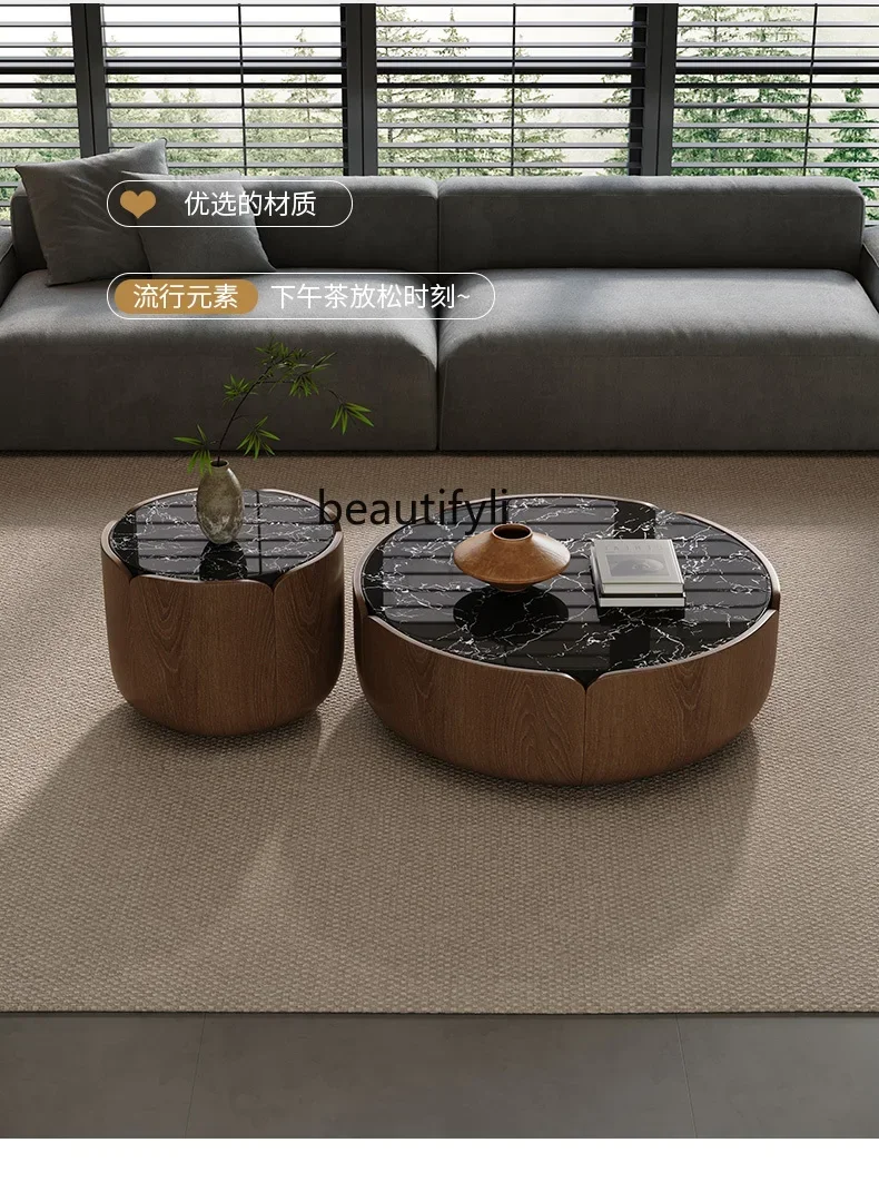 

Mid-Ancient Tea Table Living Room Home New Marble Walnut Solid Wood Tea Table Light Luxury Modern Simple Advanced A16