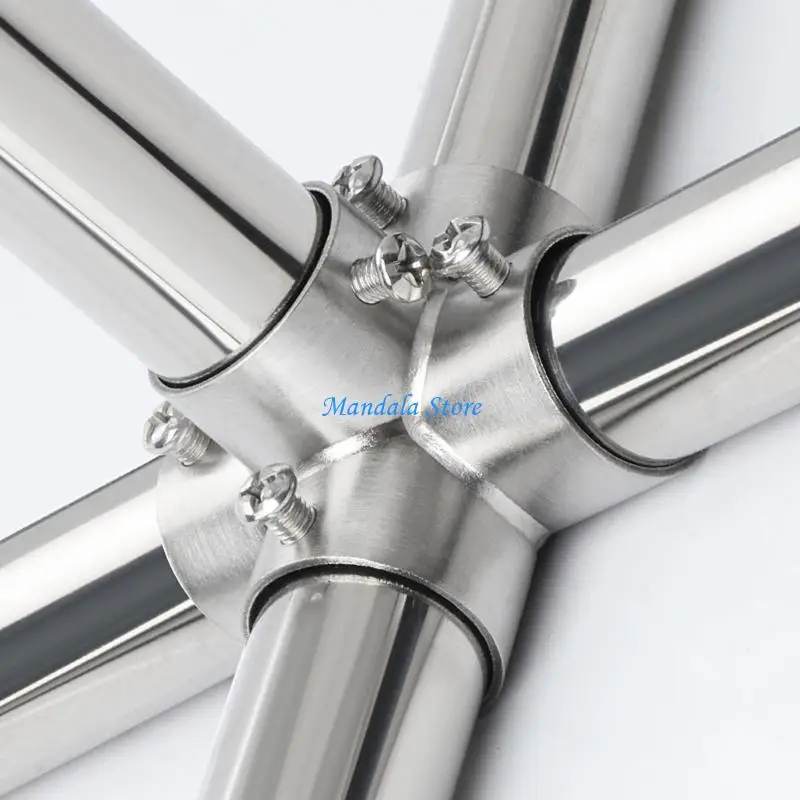 U2JC Round Pipe Fixed Joint Storage Rack Connector Stainless Steel Joint Fittings Connection Fastener Easy to Install