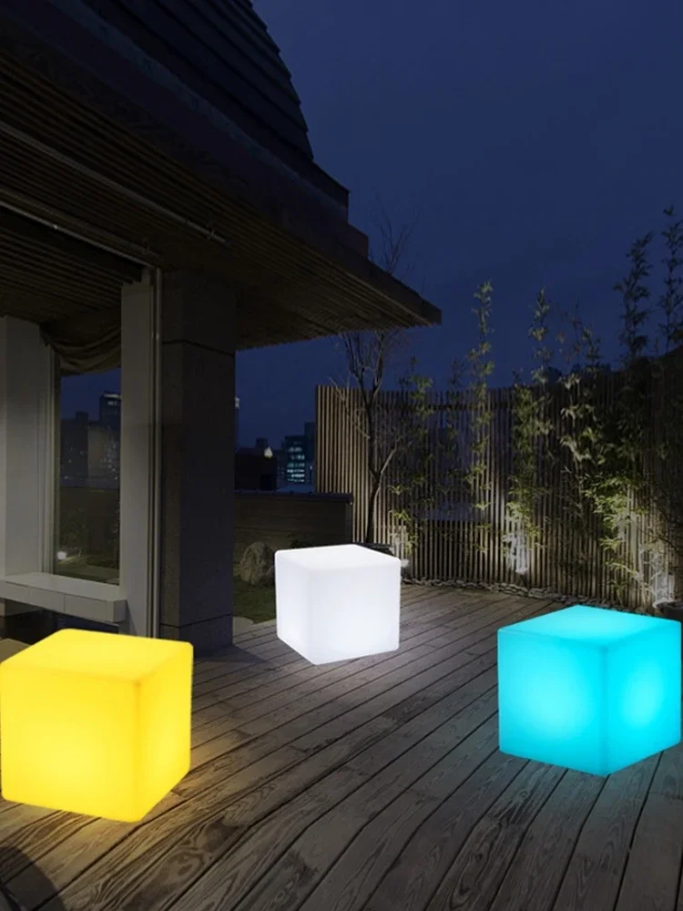 Luminous square stool, coffee table, courtyard lamp, square cube promotion, nightclub, bar, coffee