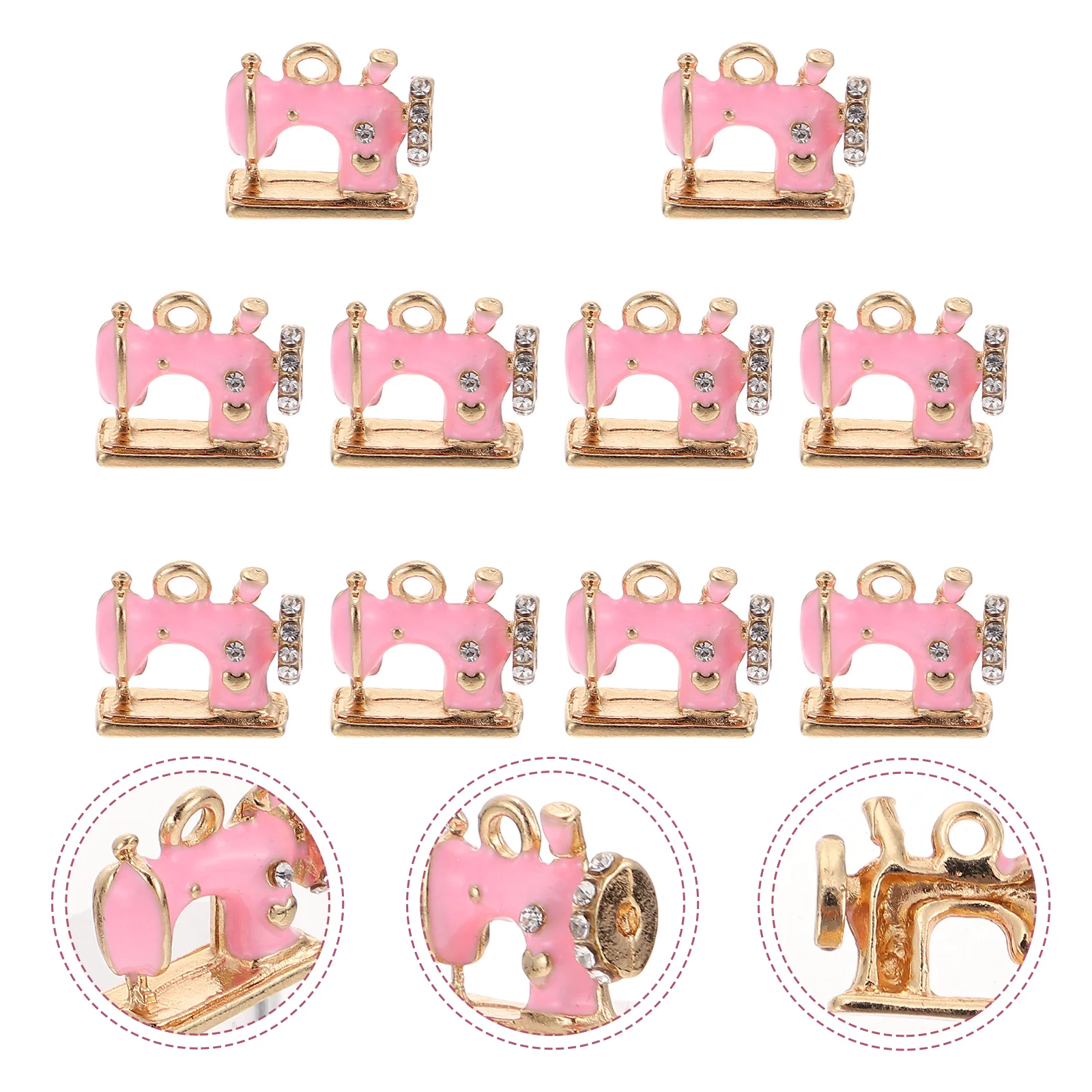 Rhinestone Jewelry Sewing Machine Pendant Alloy Shaped Charms Crystal Decors Miss Making Pendants