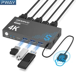USB 3.0 HDMI KVM Switch 1 Monitors 2 Computers 4K@60Hz KVM Switches for Sharing Monitor Keyboard Mouse Hard Drives Printer EDID
