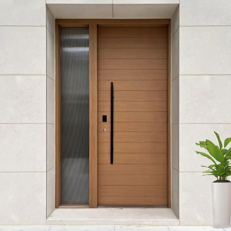 

Household Wood Grain Color Manual Silent Entry Door with Electronic Lock and Handle Made of Aluminum Heavy Duty Security Doors