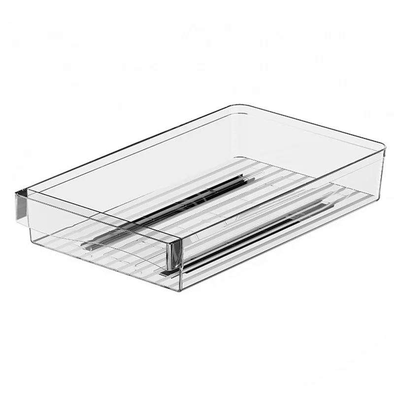 

A88E-Retractable Drawer Transparent Sliding Rail Rack Kitchen Storage Box Movable Drawer Storage Basket Storage Box
