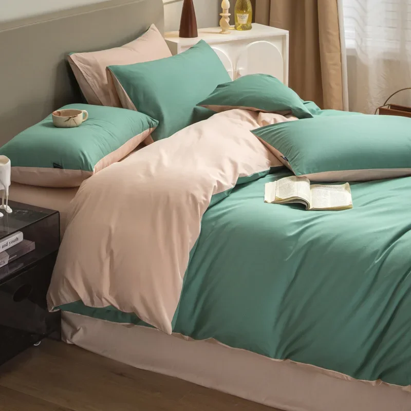 Premium Class A 60 Count Long Staple Cotton Bedding Set 100% Pure Cotton Duvet Cover Flat Sheet Fitted Sheet 3 4 Pieces Bedroom