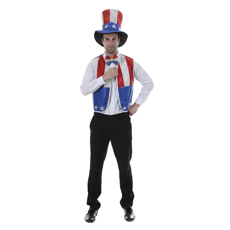 

Independence Day Men's Suit Uncle Sam 4th of July Event Party Performance Costume Halloween Carnival Party Suit Full Set