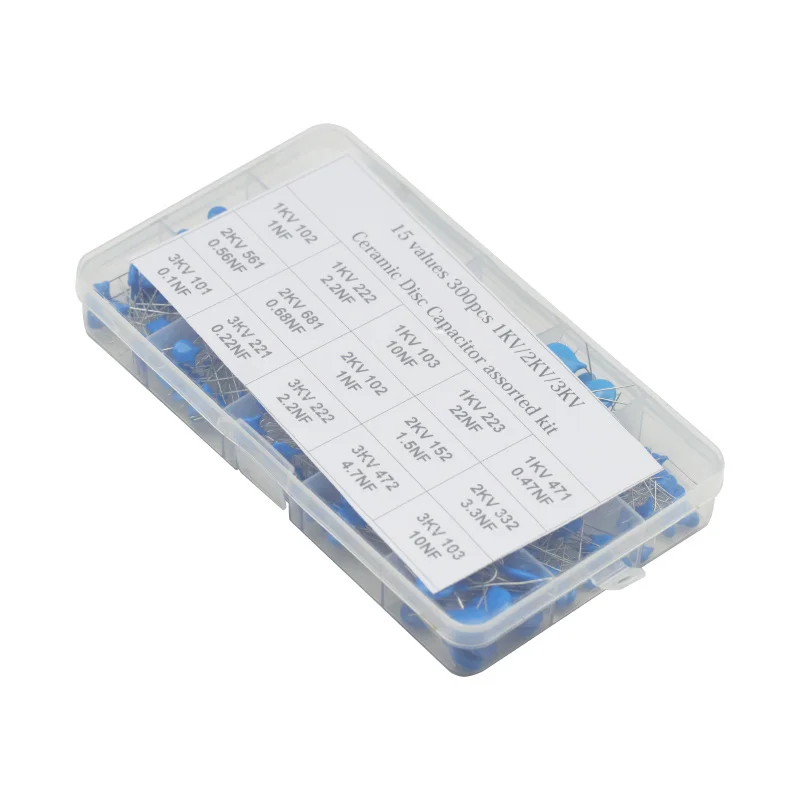 300PCS 15 Values High Voltage Ceramic Disc Capacitor 1KV 2KV 3KV Capacitance Range For arduino Board Module