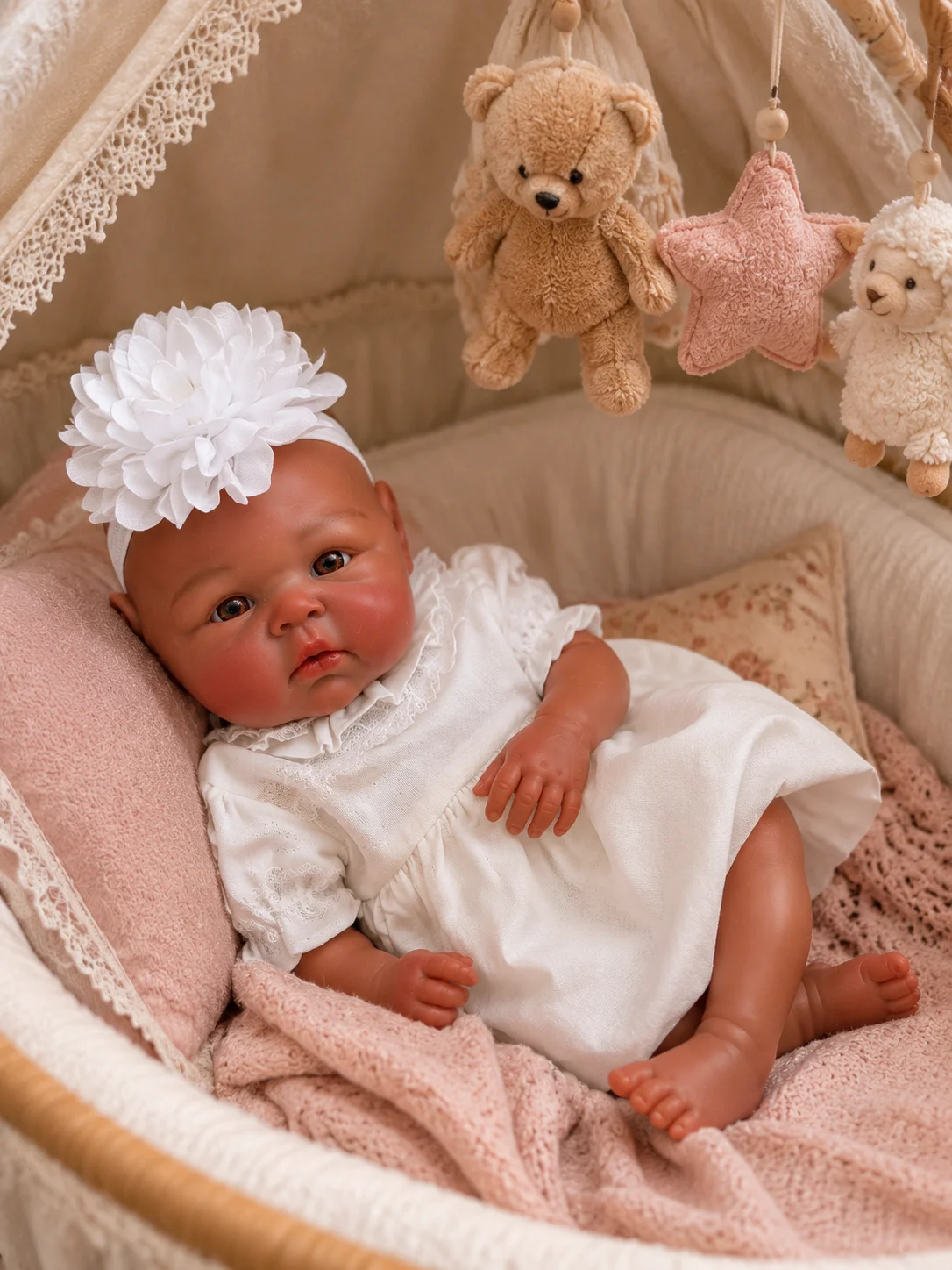 18 Inch Asleep Reborn Baby Doll Lifelike Full Body Soft Silicone Girl Multiple Layers Painting Newborn Art Collectible Gift