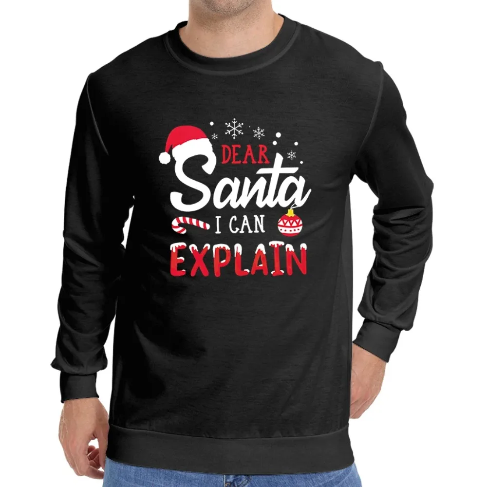 Santa Claus Men Christmas Graphic Sweatshirts Xmas Elk 3D Print Pullover Family Matching Sweatshirt Holiday Couple Clothing