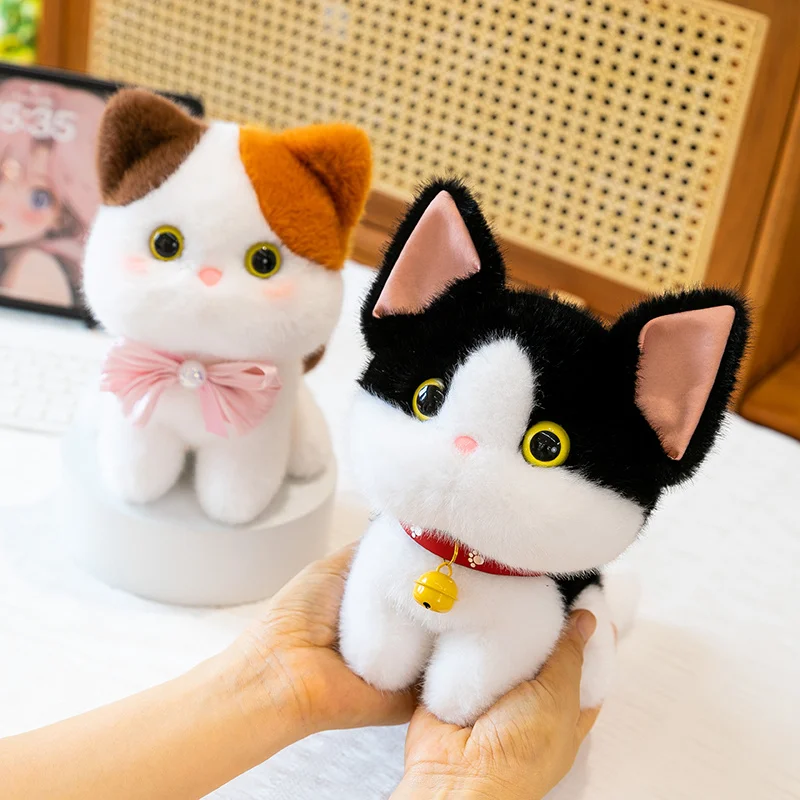 23cm bonito mini dos desenhos animados gato siamês devon rex gatos brinquedo de pelúcia desktop ornam acompanhar boneca macio pelúcia animal coelho para crianças presente