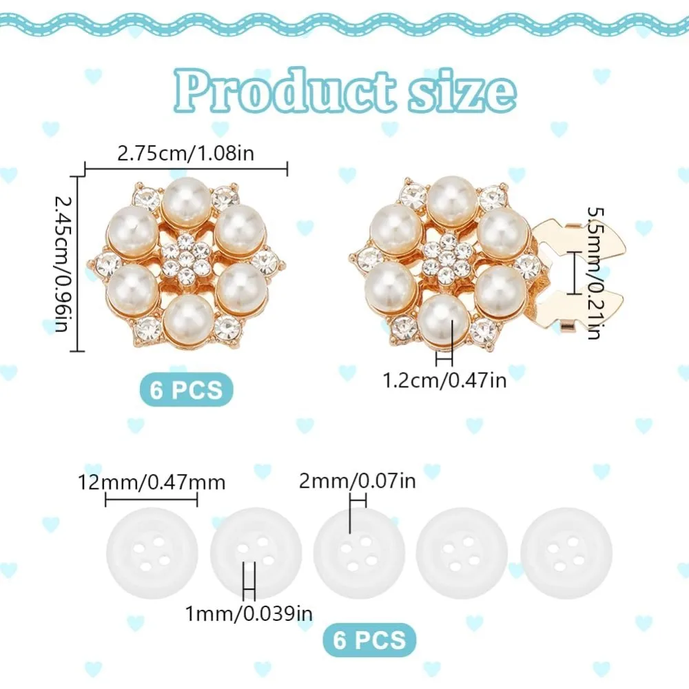 Covers Rhinestone Covers 1.1x0.98x0.55Inch Faux Pearl Button Cover Silver Flower Brass Clip On Cufflinks Shirt Sleeve Buttonsl