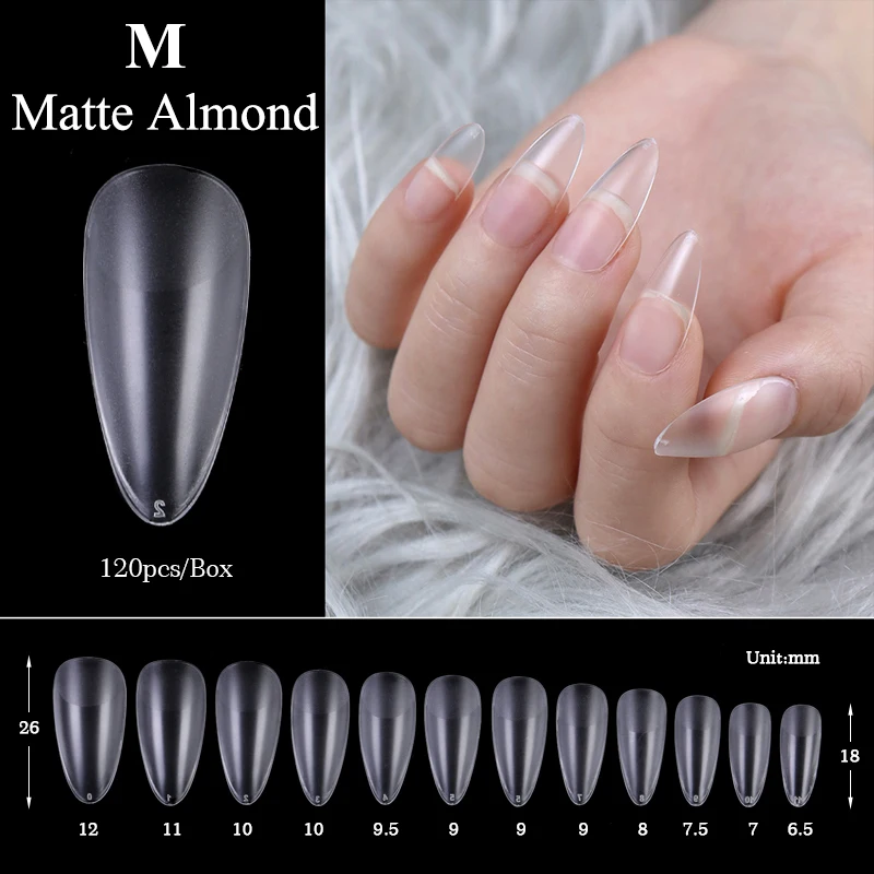 120pcs Press ON Soft Gel Nail Tips Matte Full Cover False Nails Oval Medium Short Shape Almond Gel Nail Tips Sculpted Fake Nail