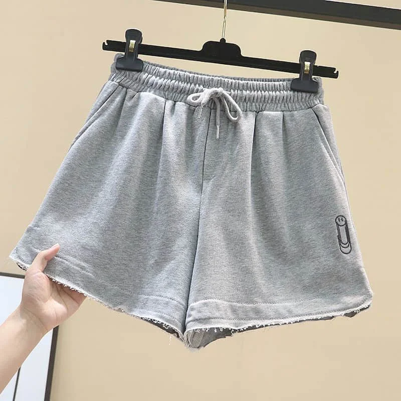 Sporty Shorts Women Retro Candy Color Summer Korean Style Casual Elastic Drawstring Sweat Pants  Clothes for Women