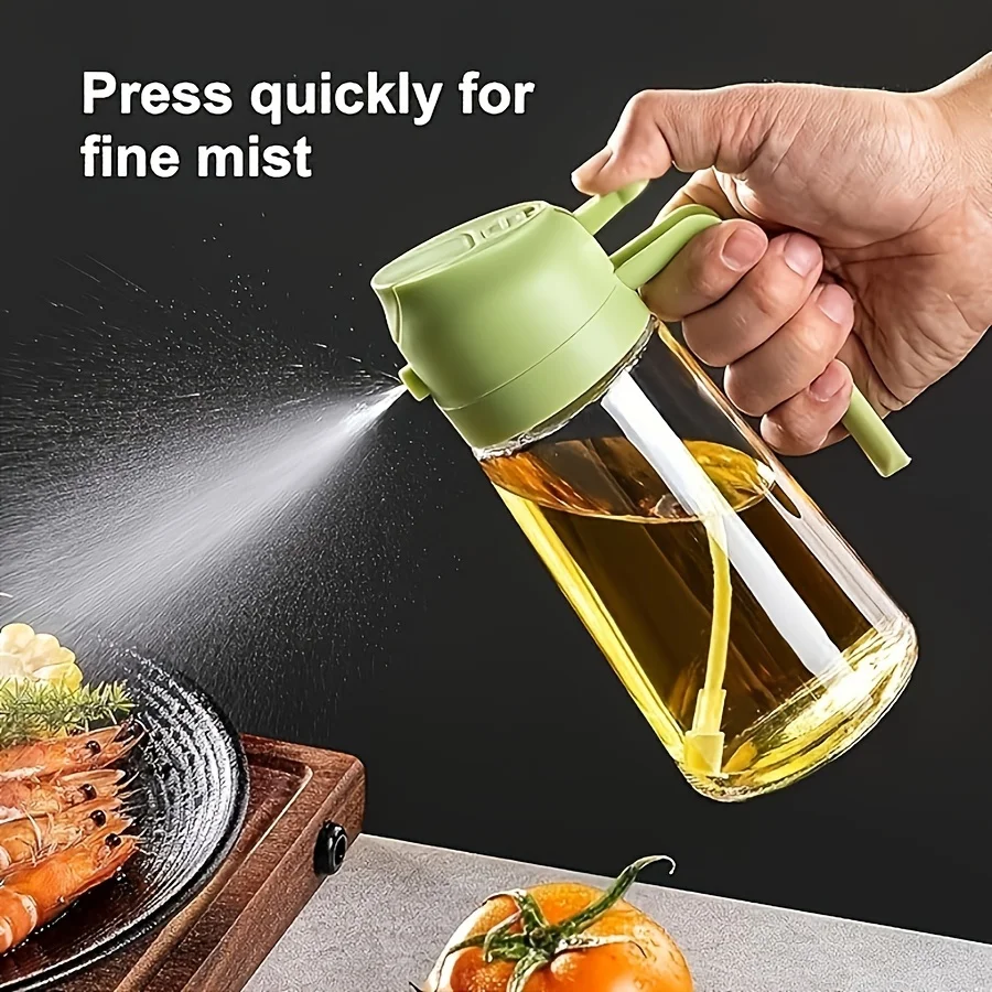 1pc 2-in-1 Spray and Pour Oil Pot New Product , Dual-purpose Spray and Pour Oil Pot, Kitchen Barbecue Spray and Mist Oil Pot